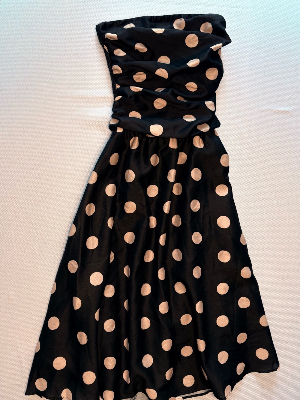 Flying Tomato Strapless Black Dress with Cream Polka Dots